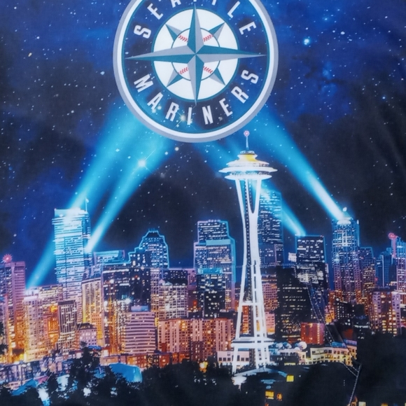 rare Seattle Mariners Baseball Night Cityscape Hoodie Seahawks Kraken - Picture 2 of 8